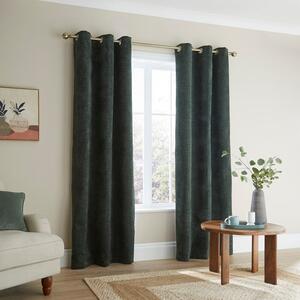 Chenille Striped Corduroy Thermal Eyelet Curtain