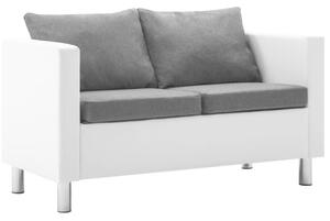 247171 2-Seater Sofa Faux Leather White and Light Grey