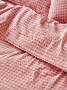 Dusty Pink & Rose Colour Drenched Gingham Linen Blend Flat Sheet | Single | Piglet in Bed