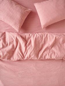 Dusty Pink & Rose Colour Drenched Gingham Linen Blend Duvet Cover | Single | Piglet in Bed