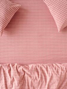 Dusty Pink & Rose Colour Drenched Gingham Linen Blend Fitted Sheet | Single | Piglet in Bed
