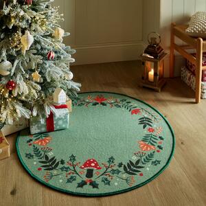 Christmas Wreath Washable Round Rug