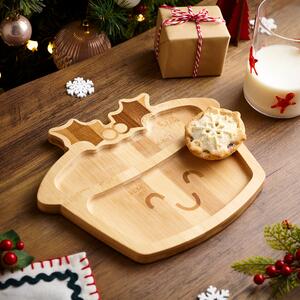 Merry the Mince Pie Bamboo Divider Plate Brown