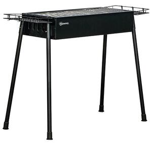 Outsunny Portable Charcoal BBQ Grill with Seasoning Baskets for Camping Picnic Hiking