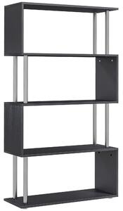 HOMCOM S-Shaped Bookcase, Contemporary Wooden Bookshelf Dividers, Spacious Storage Display Unit, Elegant Black, Ideal for Home and Office