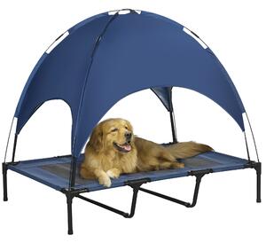 PawHut Elevated Pet Retreat: Waterproof Mesh Cot with UV Canopy for XL Dogs, 122 x 92 x 108 cm, Azure Blue Aosom UK
