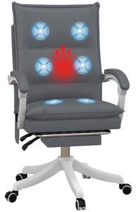 Vinsetto Heated Vibration Massage Office Chair, Faux Leather with Footrest, Armrest, Reclining Back, Grey