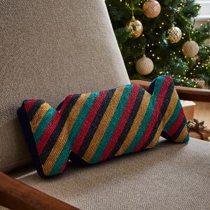 Merry and Bright Stripe Beaded Cracker Rectangular Cushion