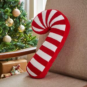 Candy Cane Knitted Cushion