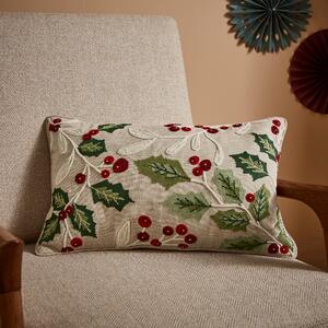 Embroidered Berries Rectangular Cushion