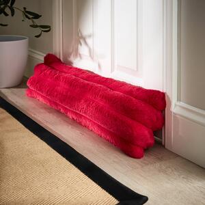 Ribbed Fur Draught Excluder Pink