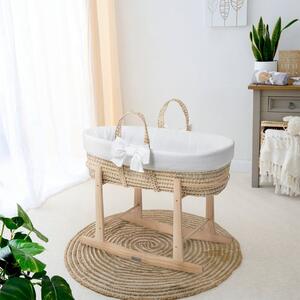 Clair de Lune Chelsea Palm Moses Basket With Natural Rocking Stand