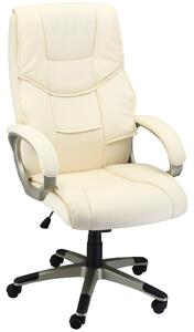 HOMCOM Home Office Chair High Back Computer Desk Chair with Faux Leather Adjustable Height Rocking Function Cream White