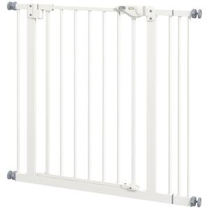 PawHut Adjustable Dog Gate, Metal, 74-87cm Wide, Pressure Mount, Indoor Safety Barrier, White