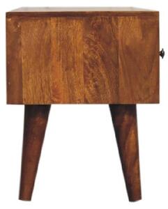 Solid Mango Wood Coffee Table with Deep Stain Finish, 2 Drawers, Open Shelf, Handcrafted Desk for Living Room, 30L x 100W x 38H cm, Brown Aosom UK