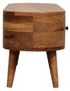 Solid Wood Mini Rounded Entertainment Unit with 2 Smooth‑Gliding Drawers, Handcrafted Table with Open Slot, 30L x 100W x 37H cm, Brown Aosom UK