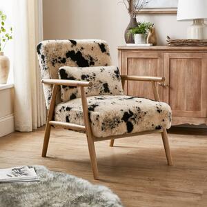 Alpine Cow Print Faux Fur Spindle Accent Chair