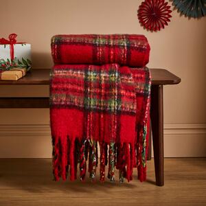 Tartan Mohair Throw 130x180cm Red