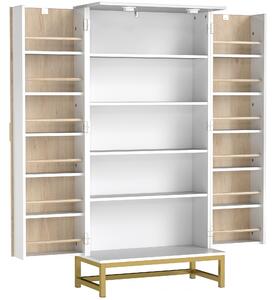 HOMCOM 119.5 cm Kitchen Cupboard, Freestanding Kitchen Cabinet with Double Doors, 5 Tiers, 12 Spice Racks, White