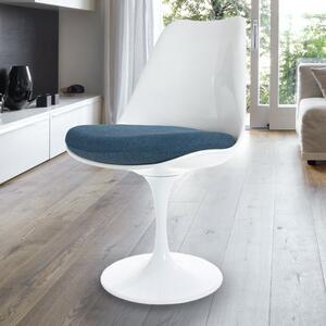 Fusion Living White Tulip Dining Chair with Velveteen Cushion