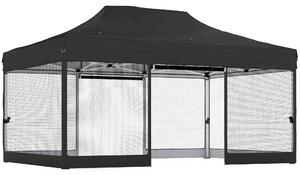 Outsunny 3 x 4.5 m Pop Up Gazebo with Mesh Nettings, UPF50+ Heavy Duty Outdoor Garden Party Tent Marquee, Black