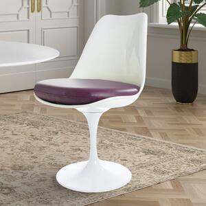 Fusion Living White Tulip Dining Chair with PU Cushion