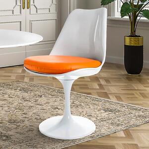 Fusion Living White Tulip Dining Chair with PU Cushion