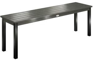 Outsunny 2 Seater Garden Bench, Outdoor Bench Loveseat with Wood-Effect Slatted Seat and Steel Frame for Patio, Park, Grey