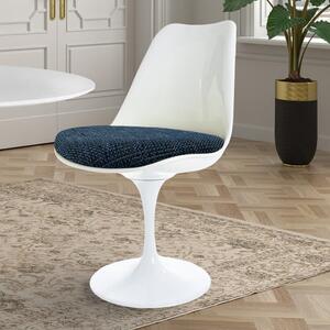 Fusion Living White Tulip Dining Chair with Textured Cushion