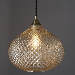 Endon 95480 Livia Pendant Light In Antique Brass With Champagne Glass Shade
