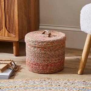 Small Multicoloured Seagrass Basket with Lid