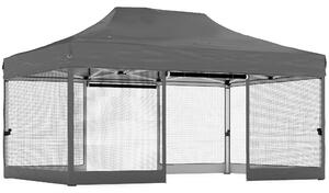 Outsunny 3 x 4.5 m Pop Up Gazebo with Mesh Nettings, UPF50+ Heavy Duty Outdoor Garden Party Tent Marquee, Dark Grey
