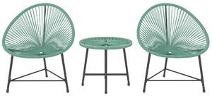 Outsunny Rattan Bistro Set with Acapulco Chairs and Glass Table, Green