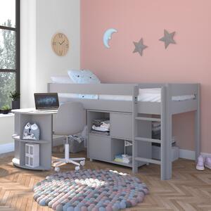 Stompa Uno Midsleeper With Pull Out Desk And Cube Unit, Pine Grey