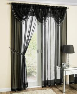 Crystal Ready Made Single Voile Curtain Black