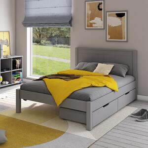 Stompa Classic Low End Bed with 2 Underbed Drawers Grey