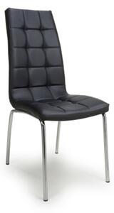 Justin Faux Leather Dining Chair In Black With Chrome Legs