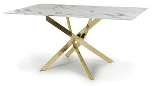 Avon Dining Table In White Marble Effect With Gold Legs