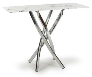 Avon Console Table In White Marble Effect With Chrome Legs