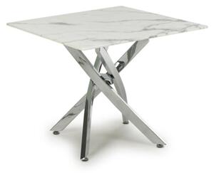 Avon End Table Square In White Marble Effect With Chrome Legs