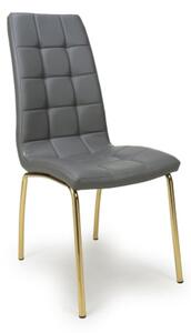 Justin Faux Leather Dining Chair In Grey With Gold Legs