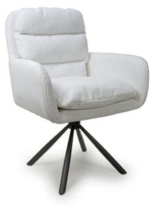 Cadott Swivel Corduroy Fabric Dining Chair In White