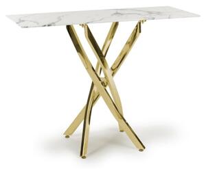 Avon Console Table In White Marble Effect With Gold Legs