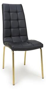 Justin Faux Leather Dining Chair In Black With Gold Legs