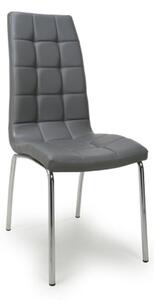 Justin Faux Leather Dining Chair In Grey With Chrome Legs