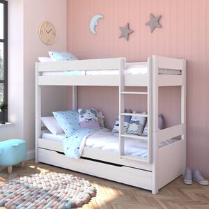 Stompa Uno Bunk Bed With Trundle Drawer, Pine White