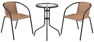 Outsunny 3 Pieces Rattan Bistro Set - Brown