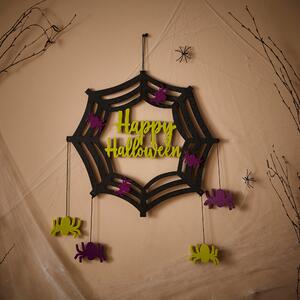Happy Halloween Wreath With Spiders Black