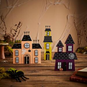 Set of 3 Haunted Houses Ornaments MultiColoured