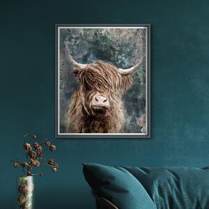 Dougal Highland Longhorn Cow Framed Print Grey